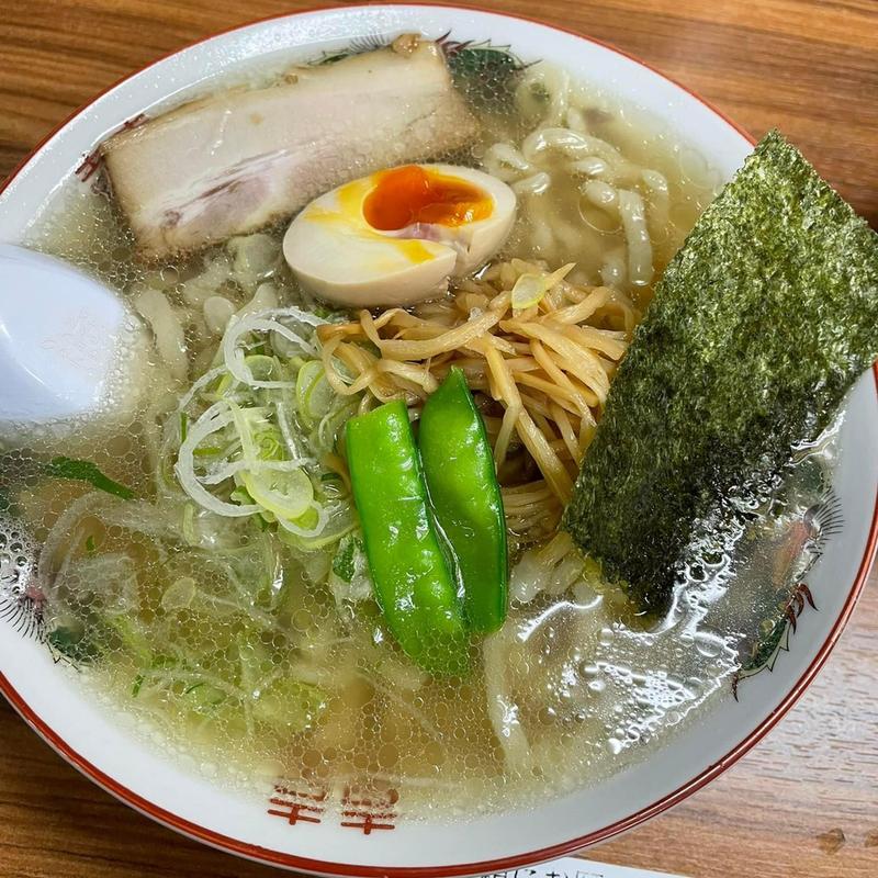 朝ラー 小 太麺 塩 背脂抜き(太平楽　六丁の目店)
