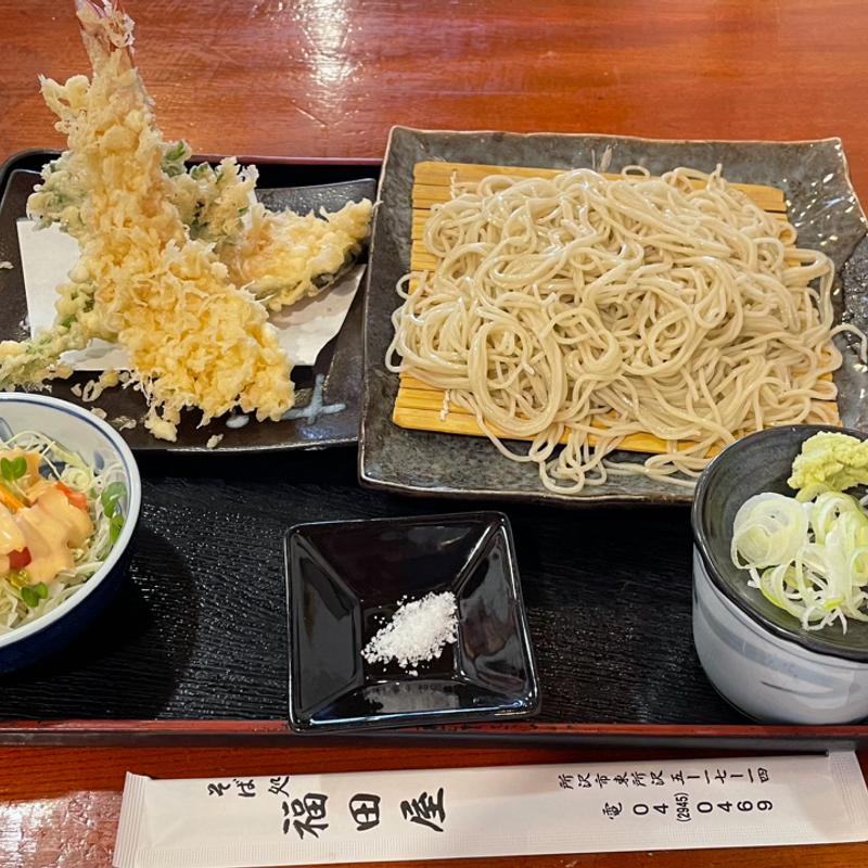 海老と野菜2種天付もりそば(福田屋)