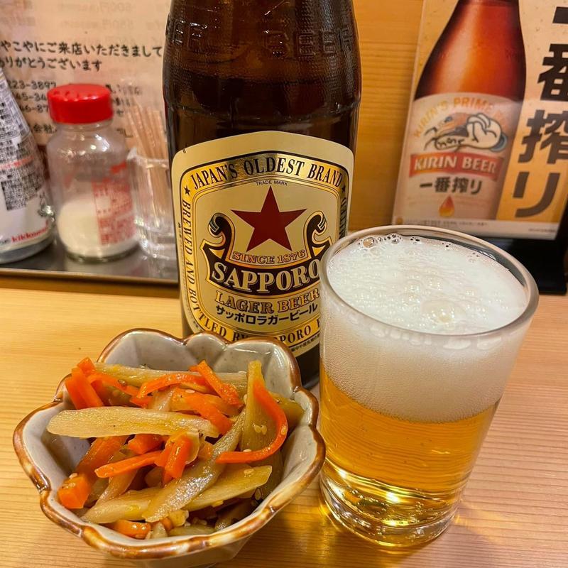 サッポロ赤星ラガー中瓶(炭火焼やきとり みやこや 県庁前店)