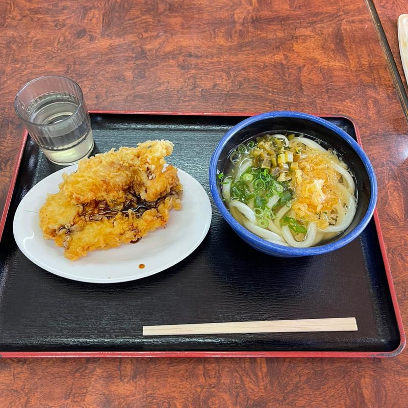 かけうどん小＆とり天(手打ちうどん つよ志)