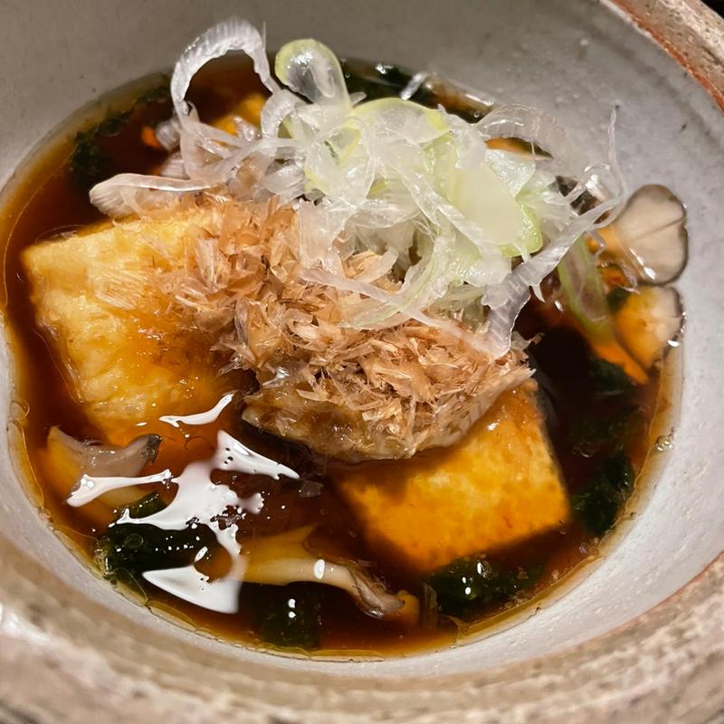 秩父のきのこと青さのりの揚げ出汁豆腐(ちんばた )