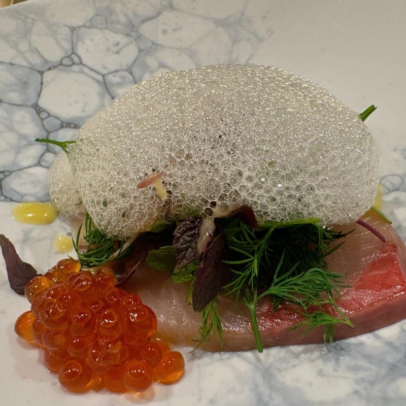 ハマチ、イクラのカルパッチョ(銀座 鉄板焼き Sublime)