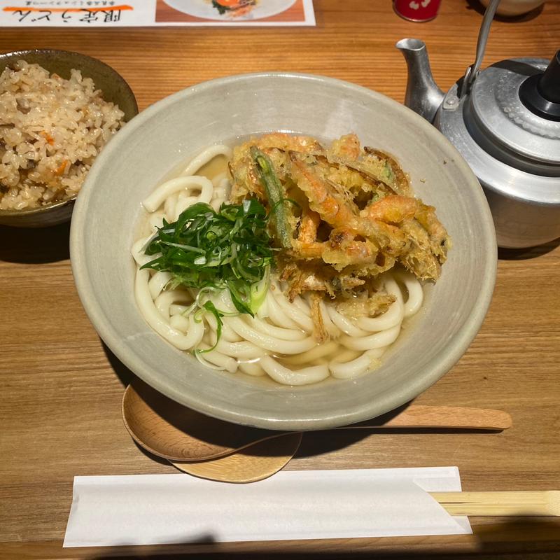 小海老のかき揚げうどん(峰のうどん)