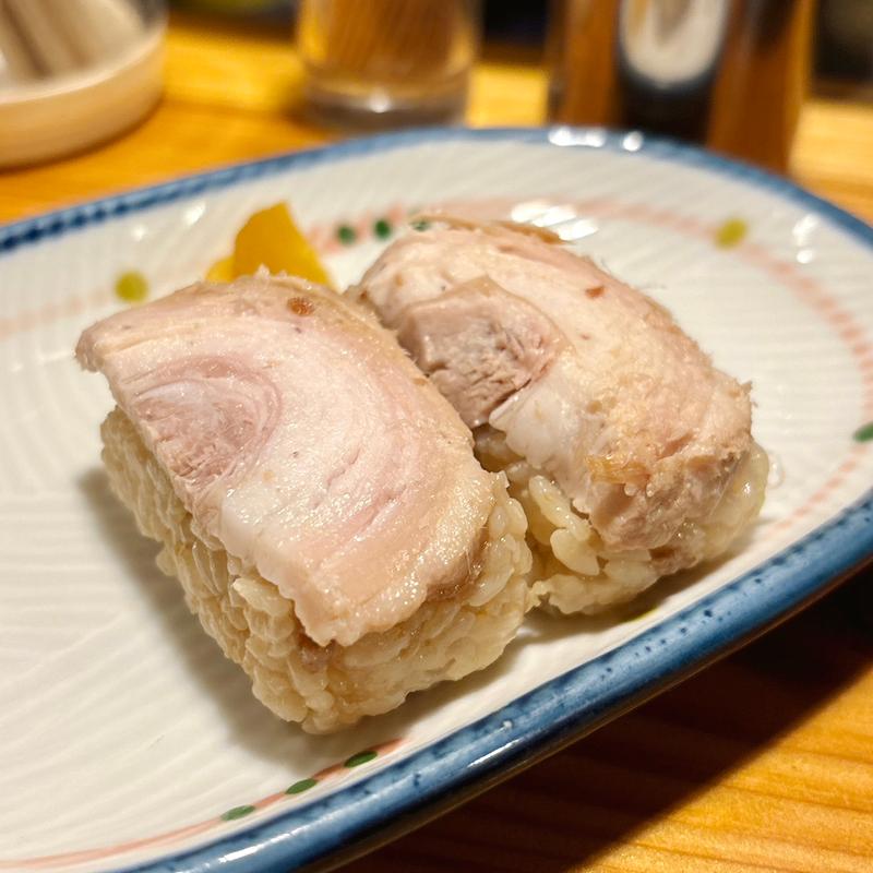 チャーシューにぎり(2ヶ)(東京ラーメン つなふじ)