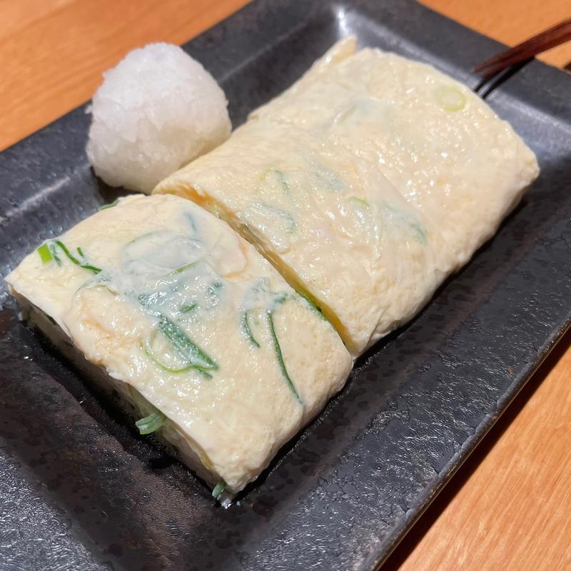 だし巻き卵（九条葱）(だし 和食 福もと)