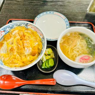 ロースカツ丼＋小針ラーメン塩(華楽)