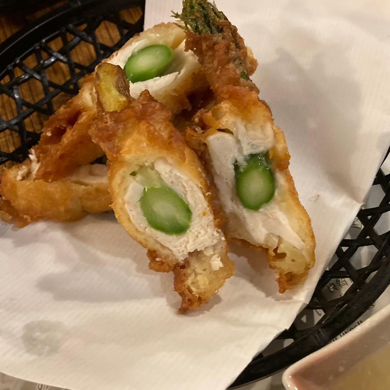 アスパラと笹身の天唐(鳥せい 本店 （とりせい）)