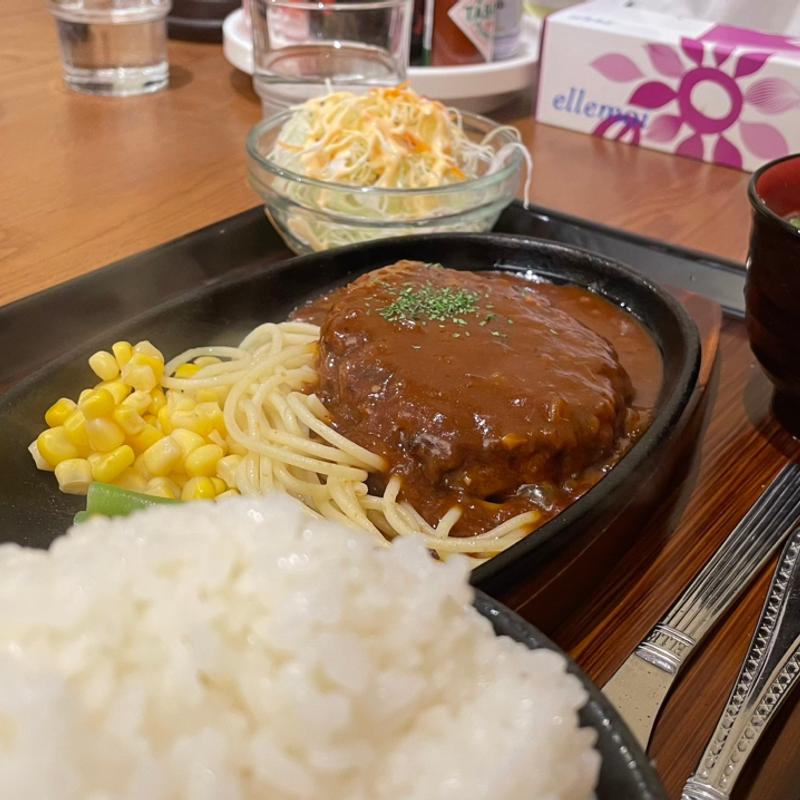 鉄板デミハンボーグ定食(こみや食堂)