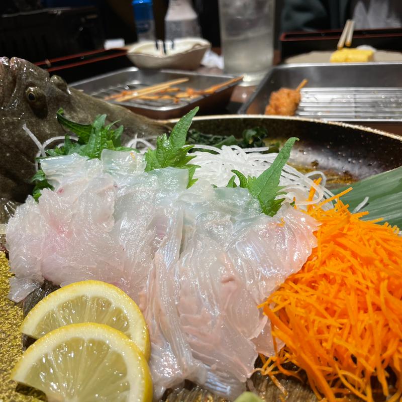 平目の薄造り(大衆酒処　富士一)