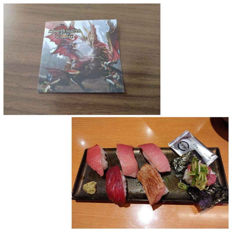 モンハンコラボステッカー付き 天然インド鮪6貫盛り(スシロー 本八幡北口店)