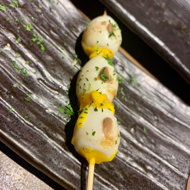 半熟うずら玉子　(アンチョビのせ)(焼き鳥 きんざん 今池店)