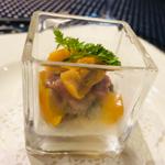 中山牛イチボのタルタルと紫雲丹のうにく