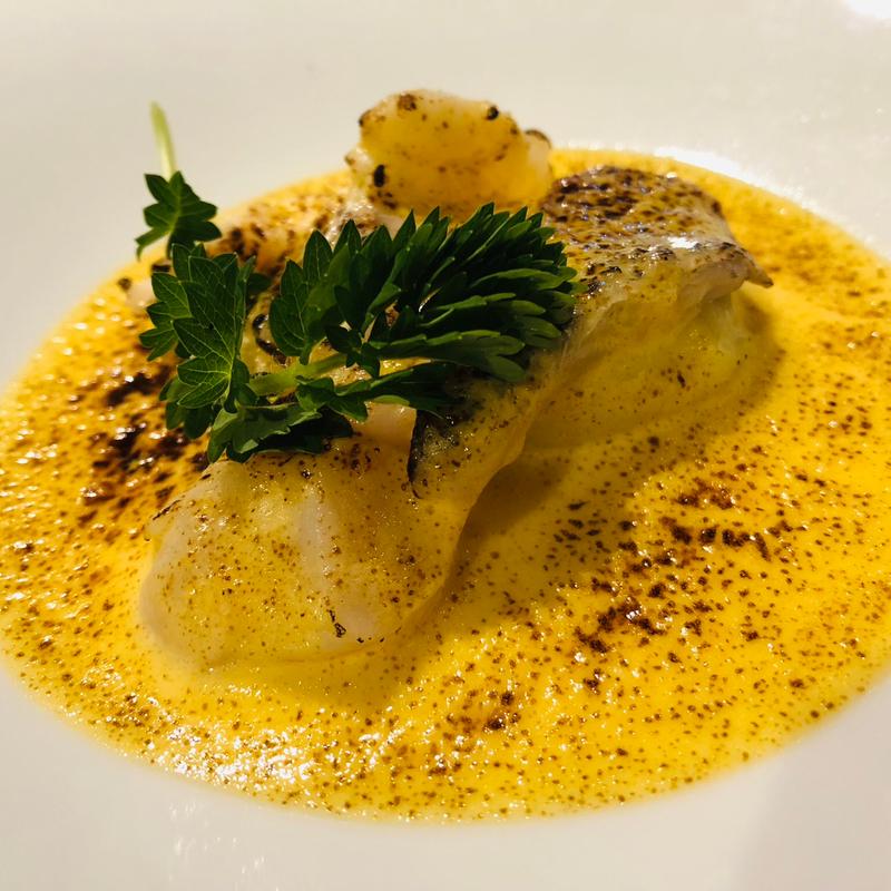 ノドグロとボタンエビのサバイヨングラタン　(フランス厨房 旬彩 中央駅店 )