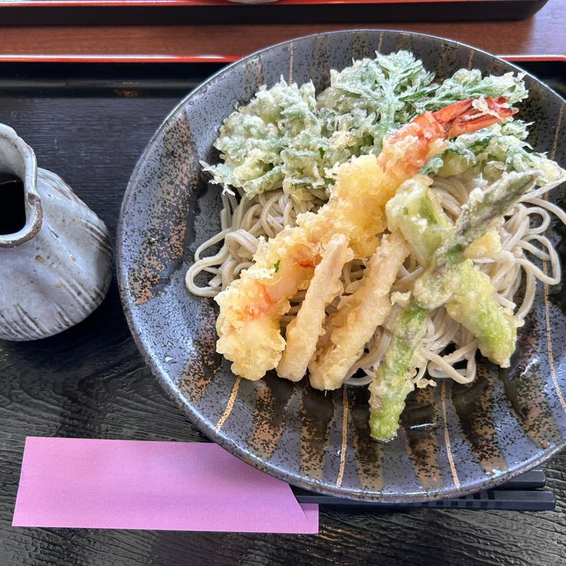 たけのこと旬の野菜天ぷらのぶっかけそば(桔梗 道の駅もてぎ )