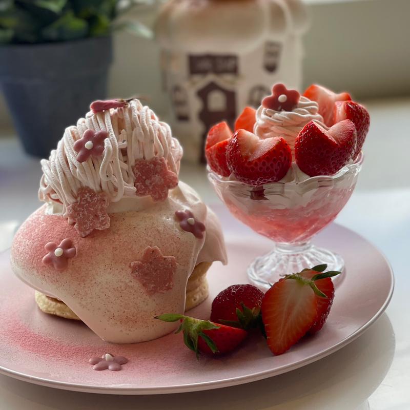 桜のパンケーキ(カフェシュシュ)