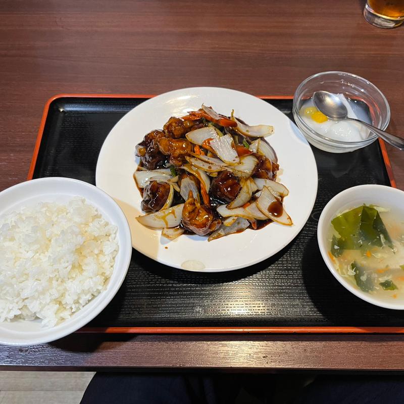 黒酢スブタ定食(大口餃子房)