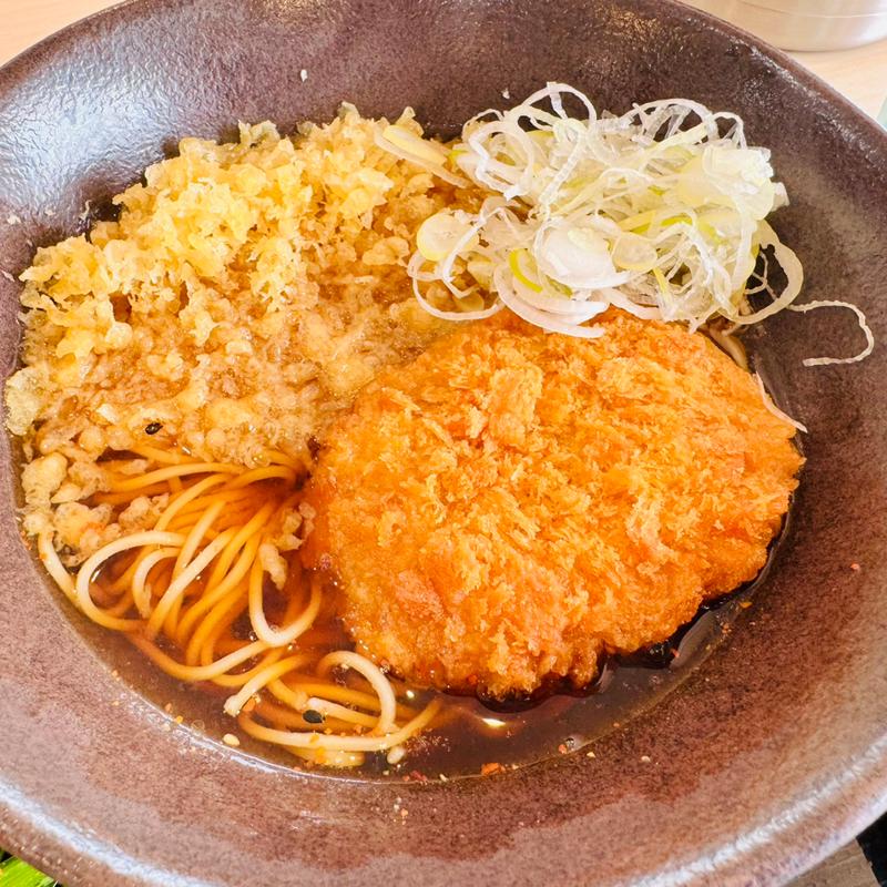 かけ蕎麦＋コロッケ＋ネギ(ゆで太郎･もつ次郎 羽生店)