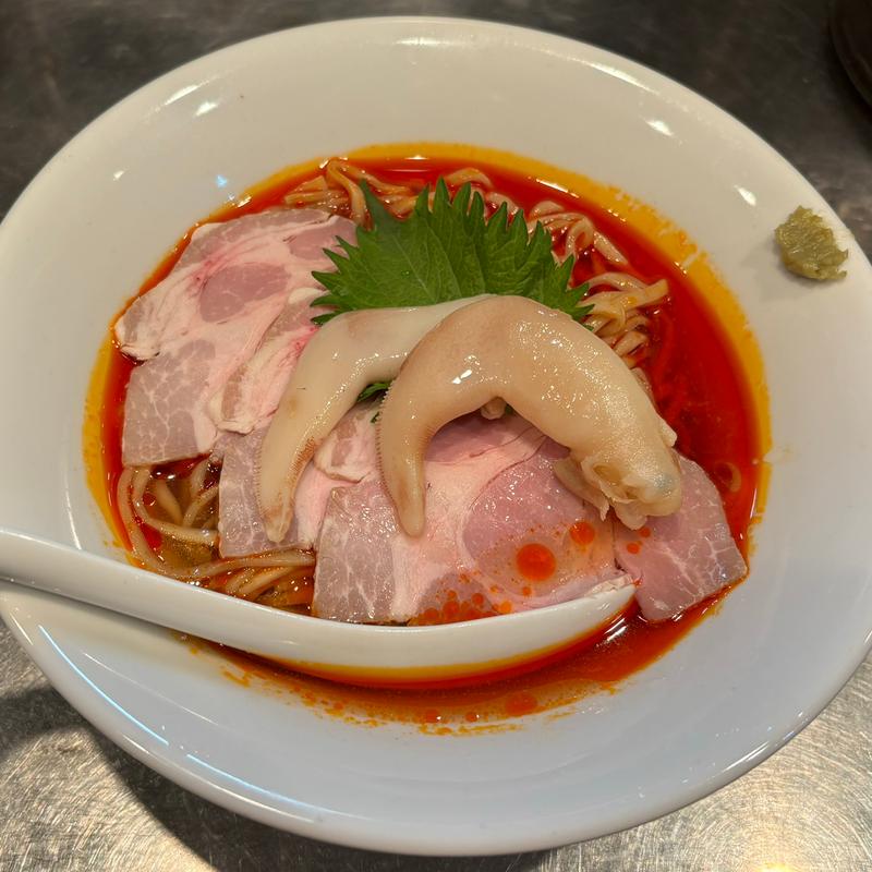 冷し辣油トリ貝漬け蕎麦(さんじ)