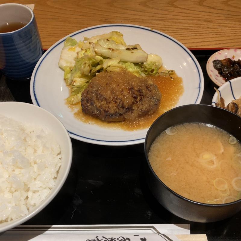 手ごねハンバーグ和風ソース定食(ほの字 恵比寿店 （ほのじ）)