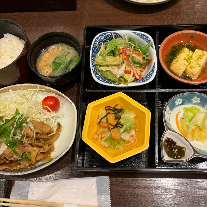 豚肉のカレー炒め定食(東レ社員クラブ)