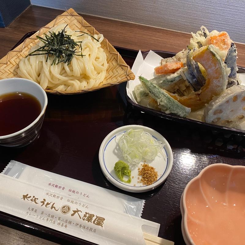 うどん(冷)天ぷら盛り合わせセット(水沢うどん 山本屋)