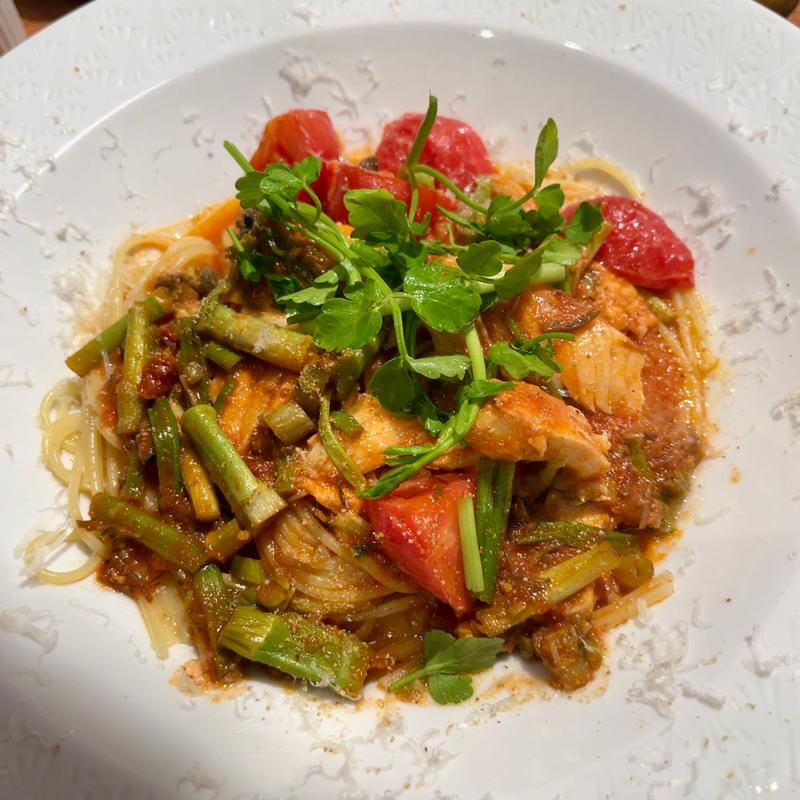 せり・鰆プッタネスカ(MOM&POP SPAGHETTI'S)