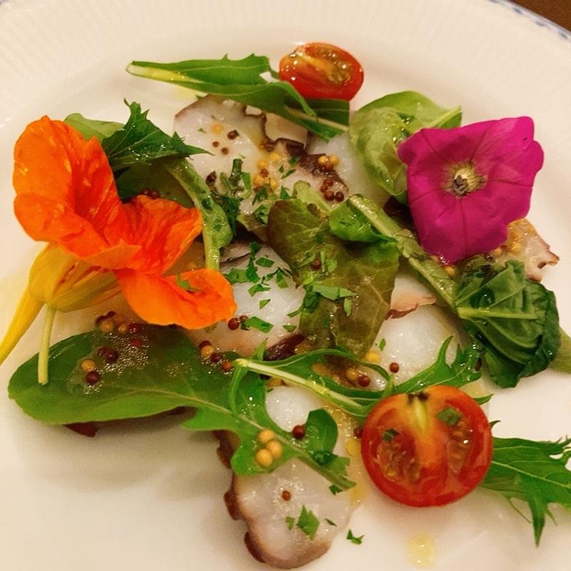 生ダコのカルパッチョ自家製マスタードソース(キッチンキノ)