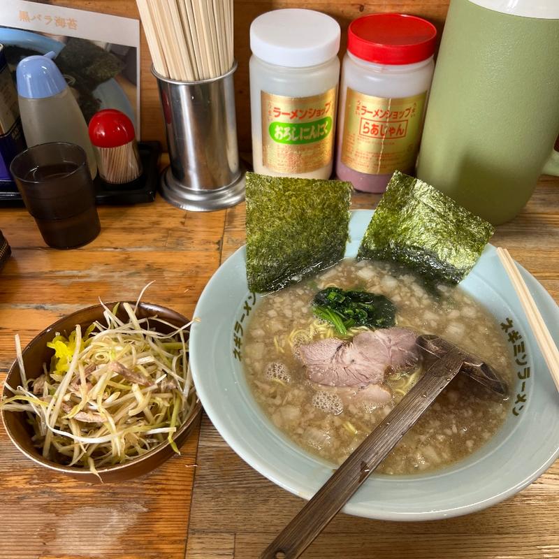 モーニングサービスラーメン、ネギ丼(ラーメンショップ椿 上彦川戸店)