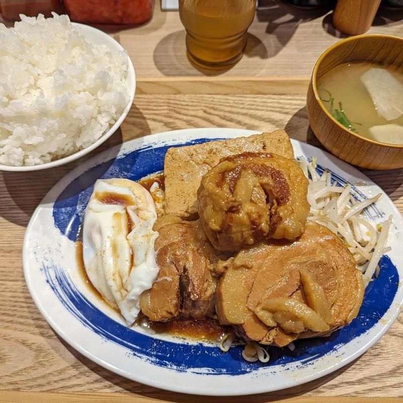 チャーシューエッグ定食(肉めし岡もと 御徒町店)