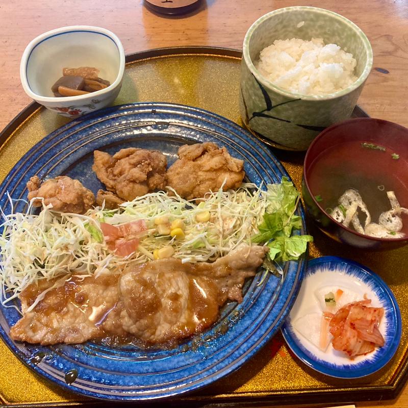 生姜焼きと唐揚げの定食(大谷門土(ダイヤモンド))