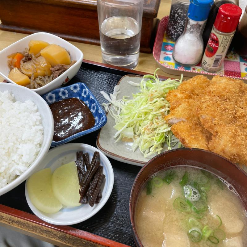 チキンカツセット(力餅食堂 三津屋商店街店)