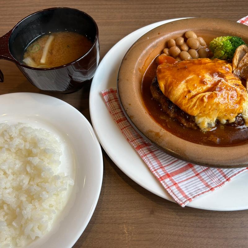 オムレツのせハンバーグセット(きっちんハウスカントリー)