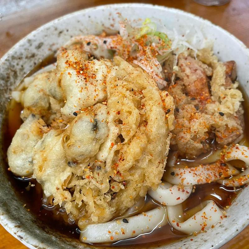 うどん にんじん天 アサリ天(そば処二葉)