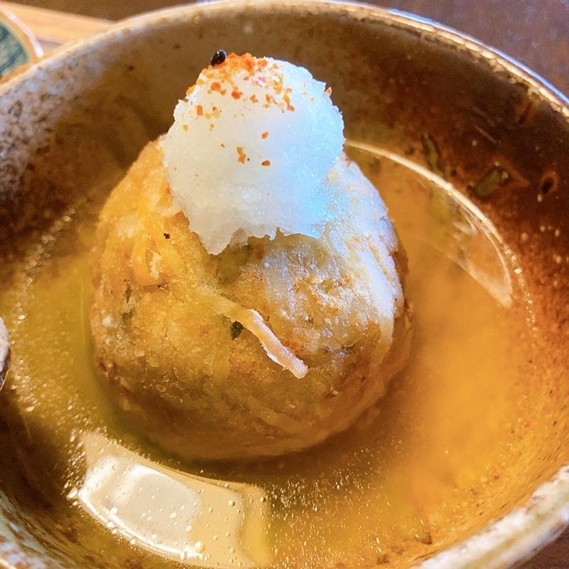 根菜とセリの揚げ出し団子（本日のランチ）(半田舎料理 おか星)