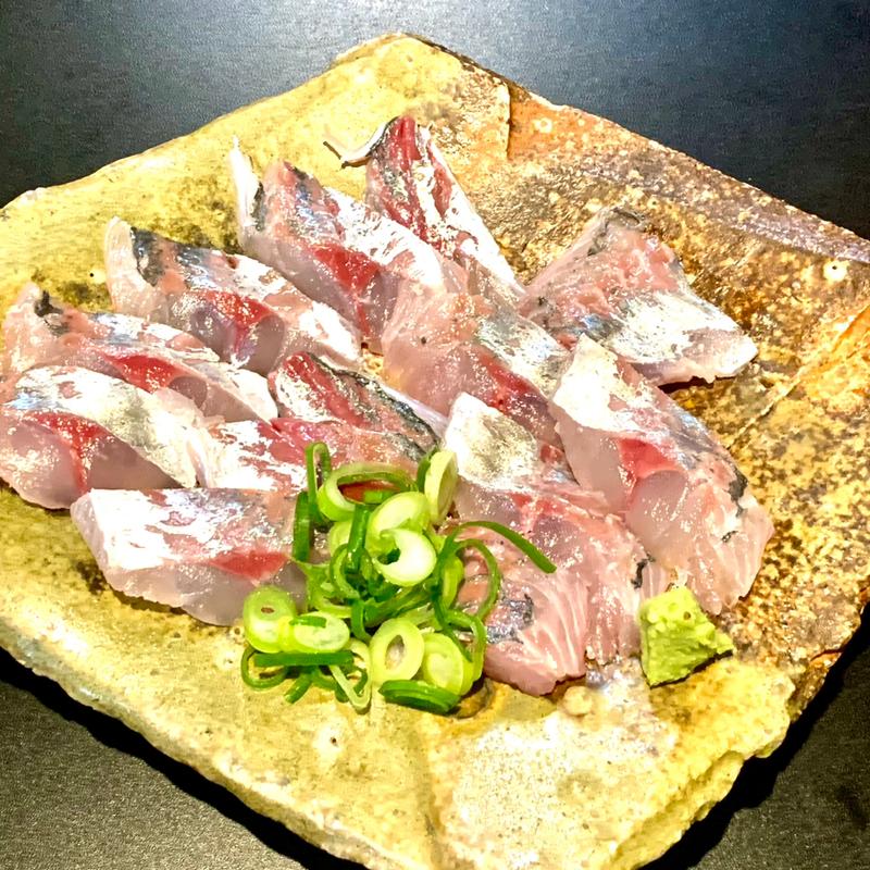 アジ刺し(食堂はまかに)