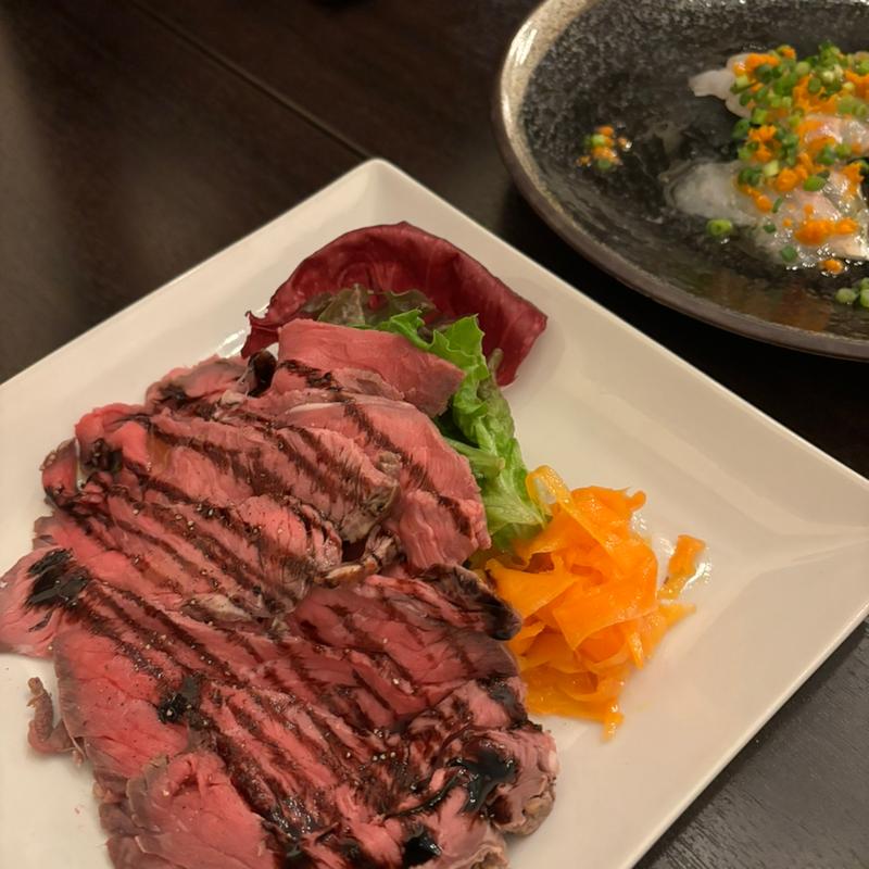 ローストビーフとカルパッチョ(ガーデン ハウス サルーテ)