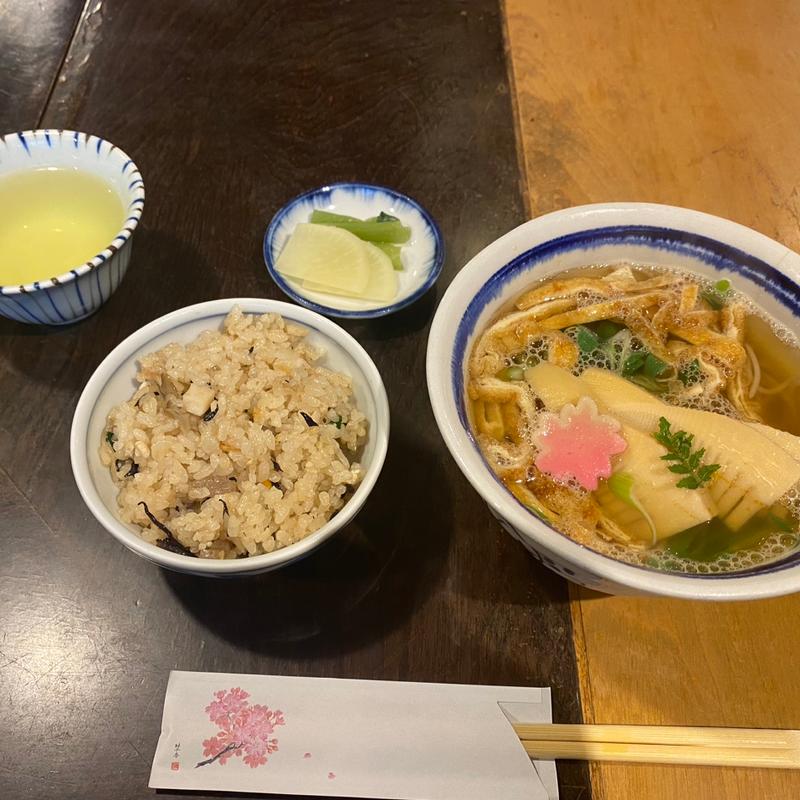 京あげと筍のそば　かみなりごはん(きよし)
