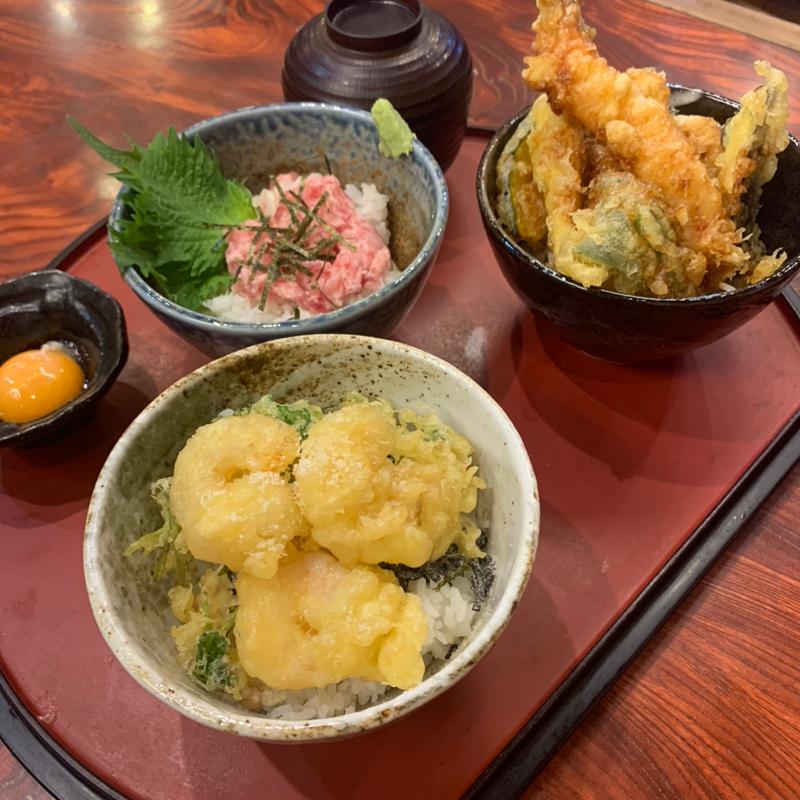 満腹トリプル丼(天ぷら酒房まあちゃん)