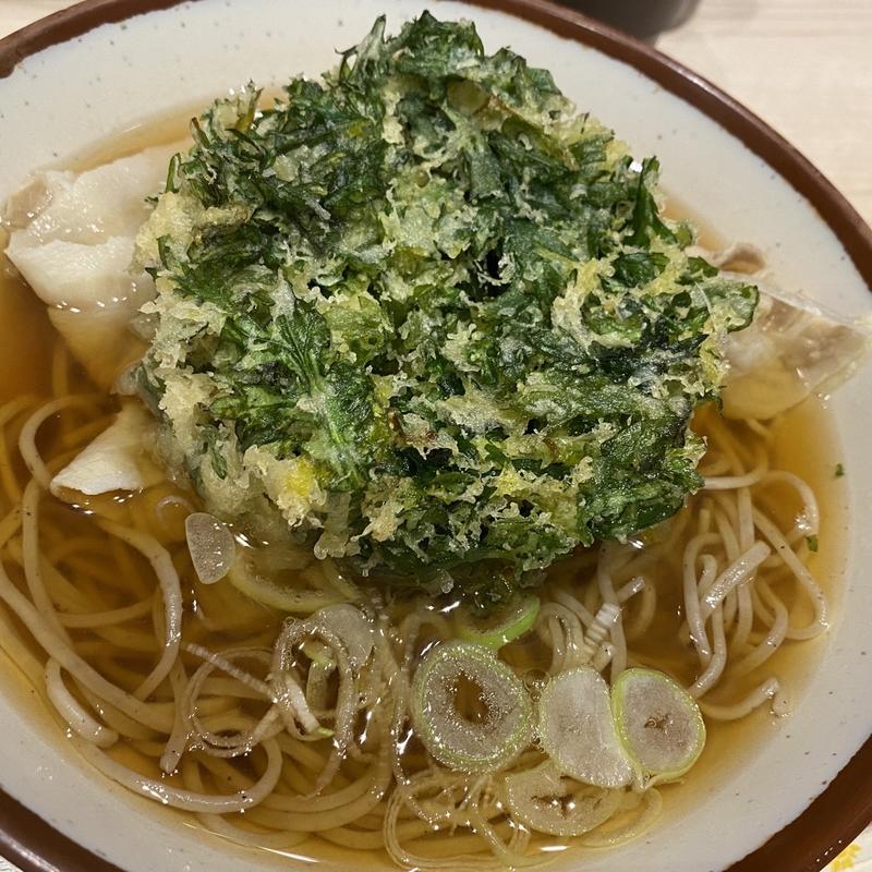 肉そば＋春菊天(そばの神田東一屋 駅前南町通り店 （そばのかんだとういちや）)