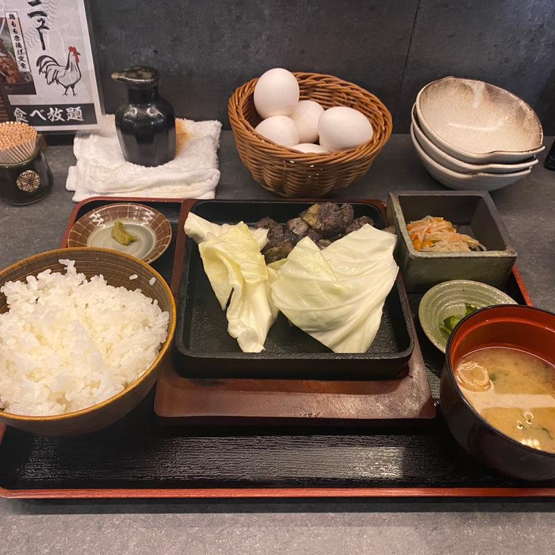 もも炭火焼き定食(炭火焼鳥わだち)