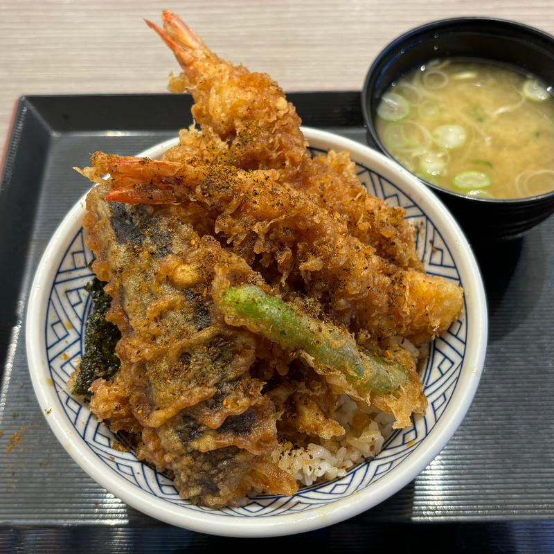 海鮮上天丼（味噌汁セット）(日本橋 天丼 金子半之助 三井アウトレットパーク木更津店)