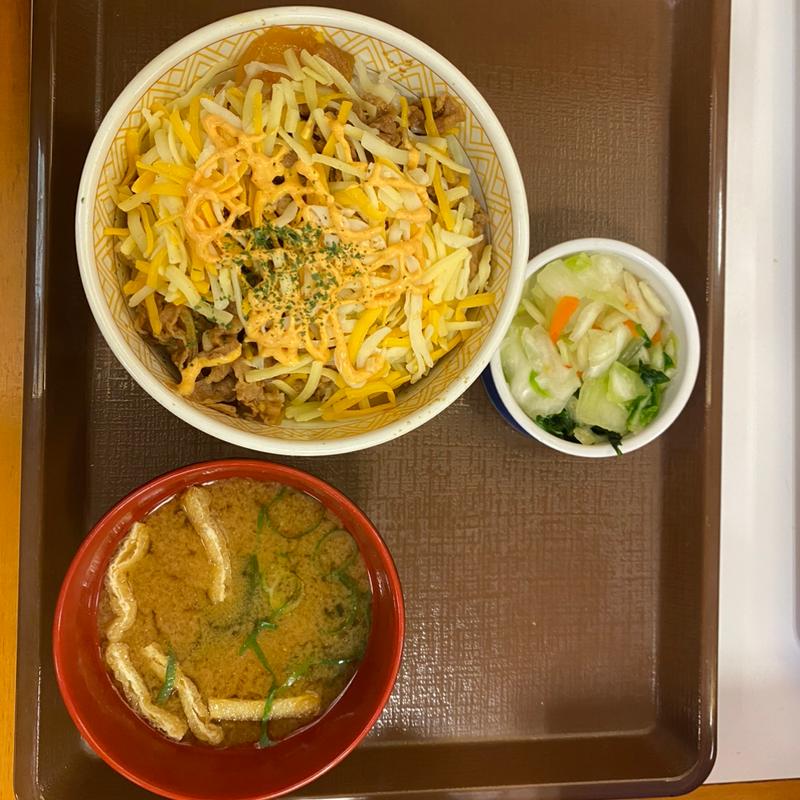 明太マヨチーズ牛丼(すき家 桑名大仲新田店 （スキヤ）)