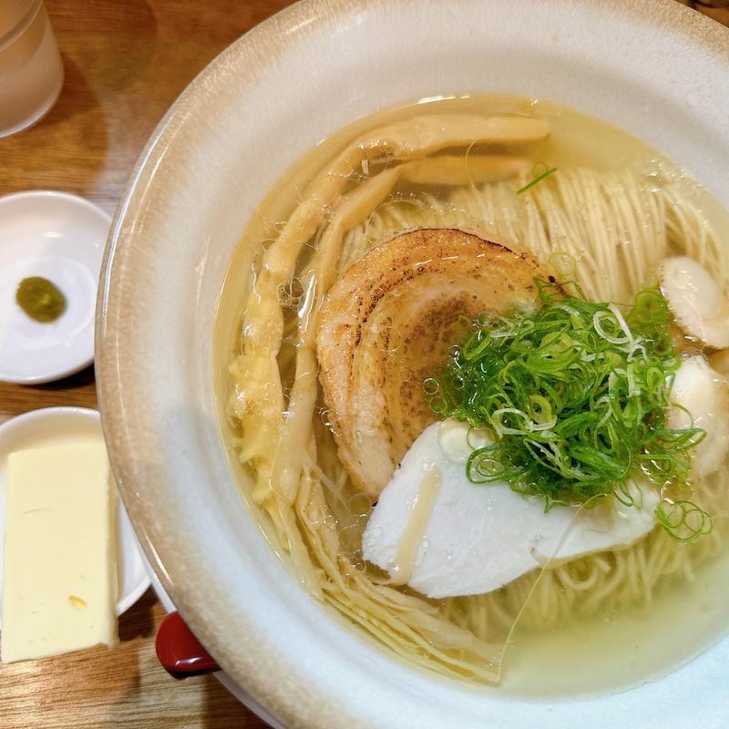 ホタテ塩そば、バタートッピング(麺や笑華)