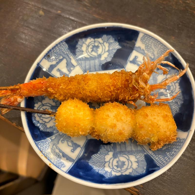 うずらと車海老の串揚げ(山虎)