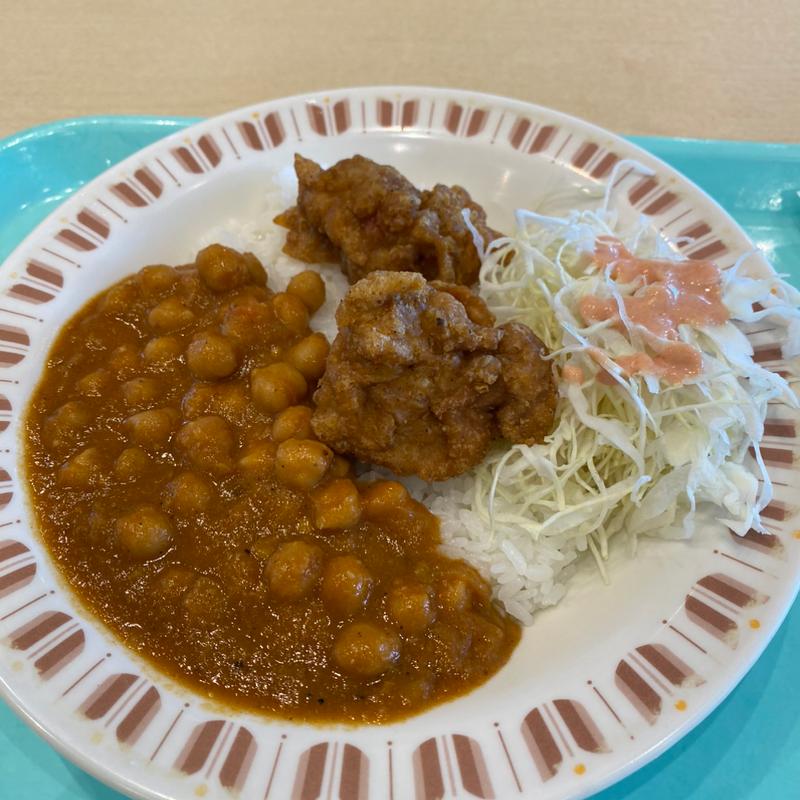 チキンフライとひよこ豆カレー(Qasis)