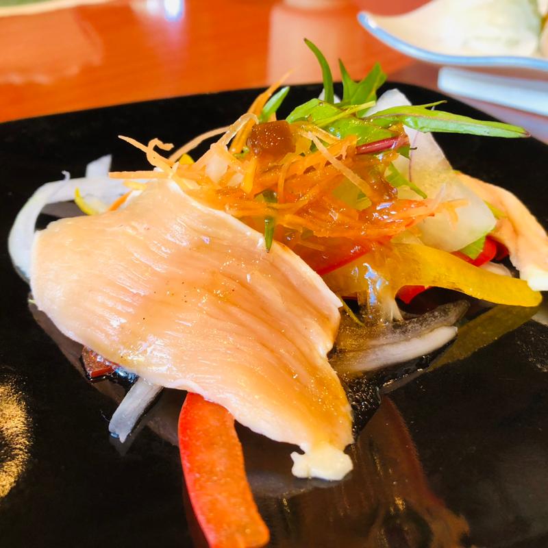 胸肉のマリネ_地元鶏焼き定食(地鶏の里 永楽荘 )