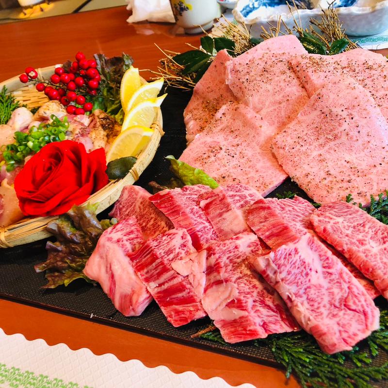 特選肉盛り_ハラミ、焼きシャブ、地元鶏焼き(地鶏の里 永楽荘 )