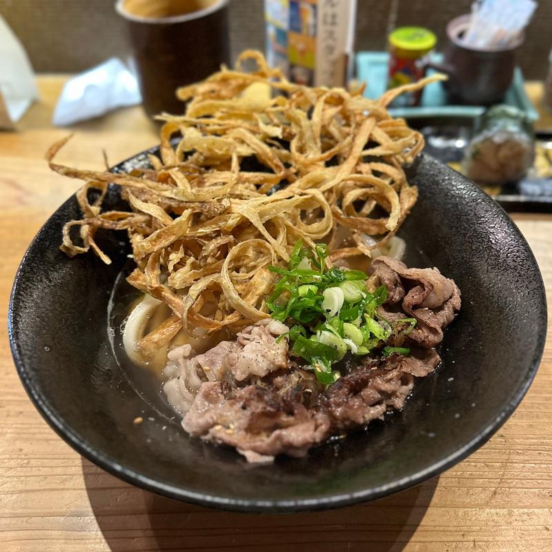あぶり牛ごぼう天うどん(掌)