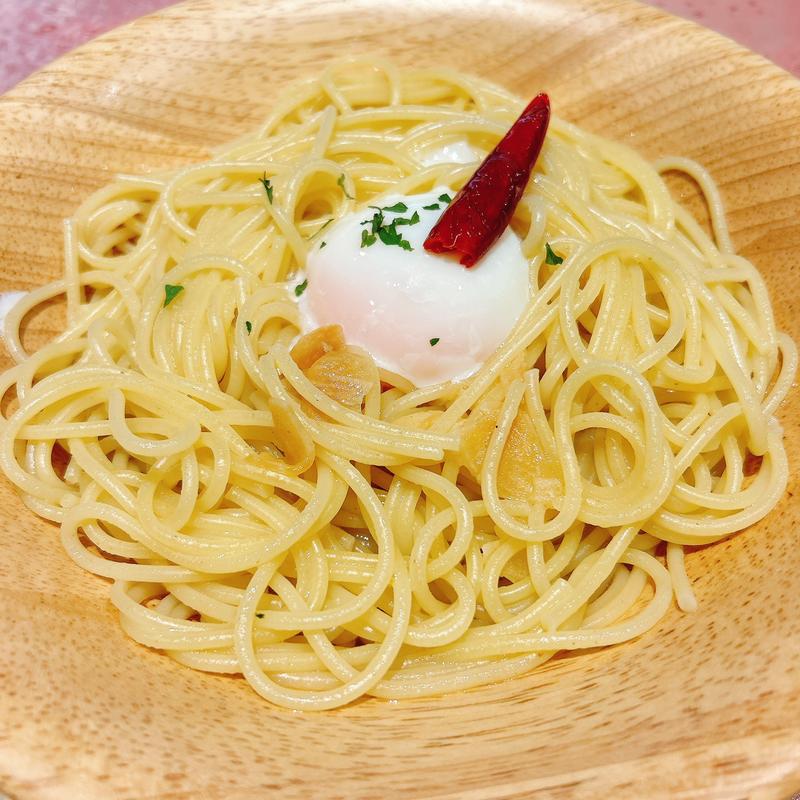 半熟卵のペペロンチーノ(サイゼリヤ 梅田センタービル店)