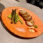 アスパラと山芋の炉端焼き(食堂くく)